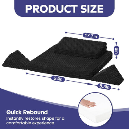 Meditation Cushion, Meditation Mat with Knee Support, Dark Grey | Large Washable Meditation Pillow for Sitting on Floor, Yoga Pillow with 2 Knee Cushions for Comfortable Sitting, 24x24in