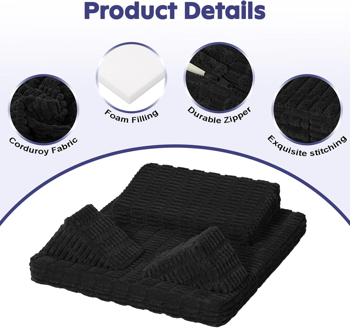Meditation Cushion, Meditation Mat with Knee Support, Dark Grey | Large Washable Meditation Pillow for Sitting on Floor, Yoga Pillow with 2 Knee Cushions for Comfortable Sitting, 24x24in