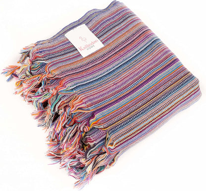 Rainbow Beach Towel | Sarong |Luxurious Turkish Towel | Turkish Cotton Beach Blanket |Picnic Blanket |Peshtemal | Wrap | Pareo |Yoga Blanket (Purple)