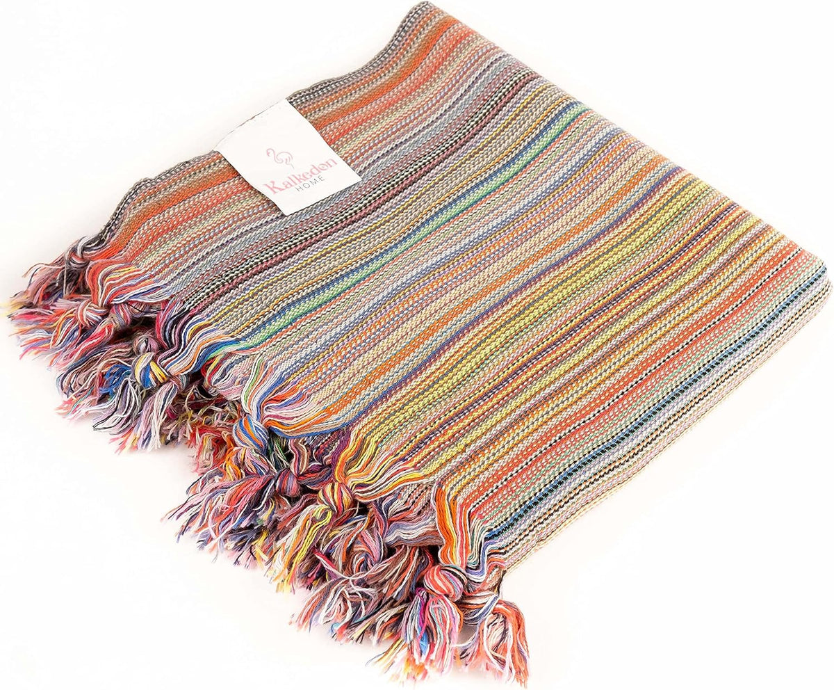 Rainbow Beach Towel | Sarong |Luxurious Turkish Towel | Turkish Cotton Beach Blanket |Picnic Blanket |Peshtemal | Wrap | Pareo |Yoga Blanket (Purple)