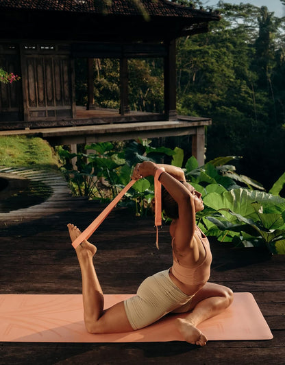 The Yoga Strap | Luxurious, Extra Long, Super Soft, Eco Printed | Studio Quality, Adjustable | Safely Stretch Further and Hold Longer | 8 ft Long