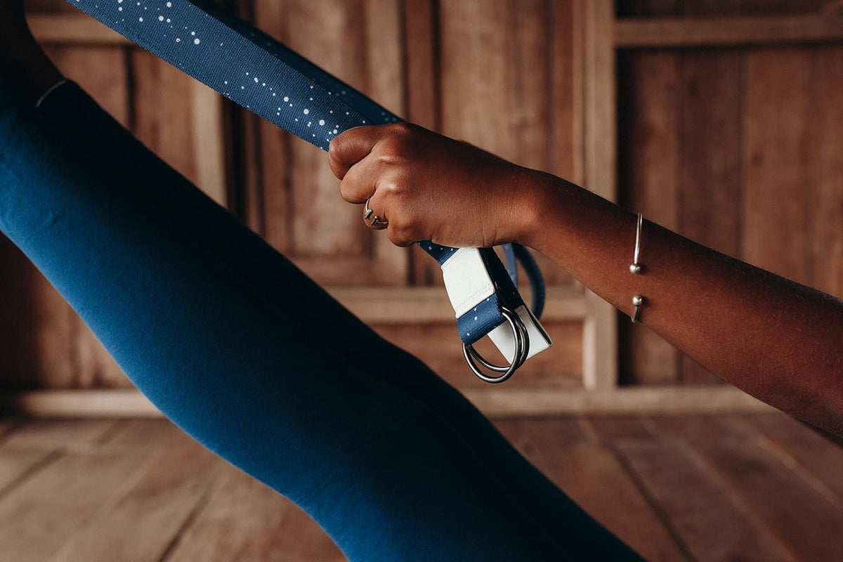 The Yoga Strap | Luxurious, Extra Long, Super Soft, Eco Printed | Studio Quality, Adjustable | Safely Stretch Further and Hold Longer | 8 ft Long