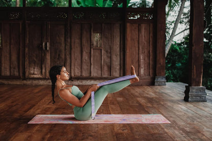 The Yoga Strap | Luxurious, Extra Long, Super Soft, Eco Printed | Studio Quality, Adjustable | Safely Stretch Further and Hold Longer | 8 ft Long