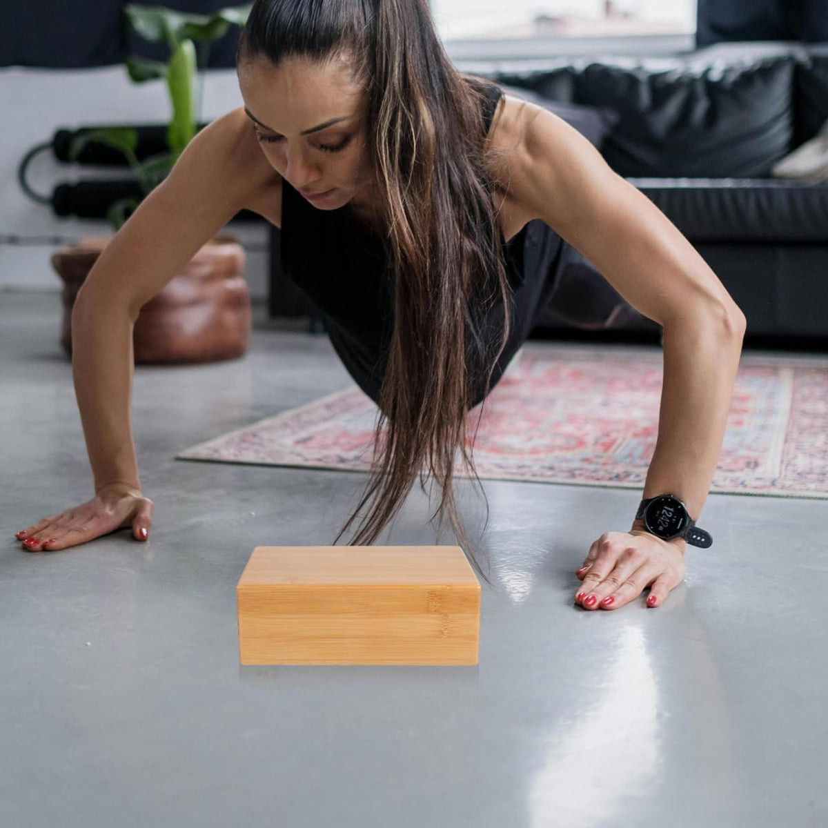 Natural Yoga Brick Wooden Yoga Block for Home Fitness Dance Training Practice Auxiliary Tool Smooth Surface Portable Exercise Brick 9.05 X 5.90 X 2.95 in 1 Pack