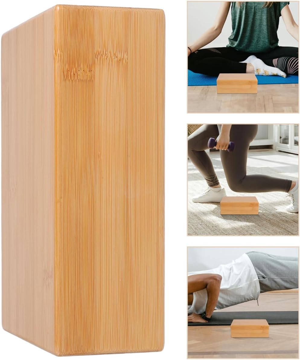Natural Yoga Brick Wooden Yoga Block for Home Fitness Dance Training Practice Auxiliary Tool Smooth Surface Portable Exercise Brick 9.05 X 5.90 X 2.95 in 1 Pack