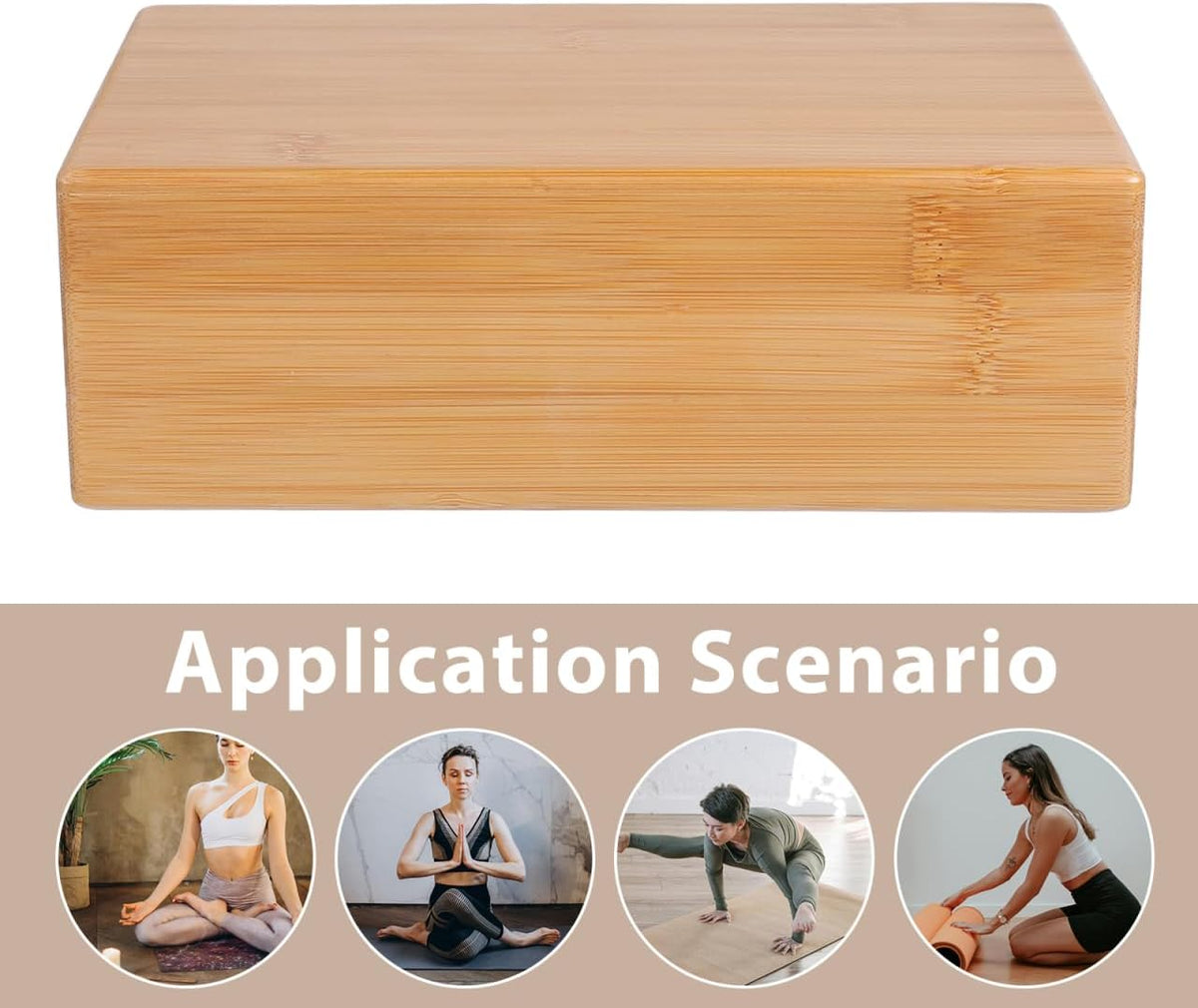 Natural Yoga Brick Wooden Yoga Block for Home Fitness Dance Training Practice Auxiliary Tool Smooth Surface Portable Exercise Brick 9.05 X 5.90 X 2.95 in 1 Pack