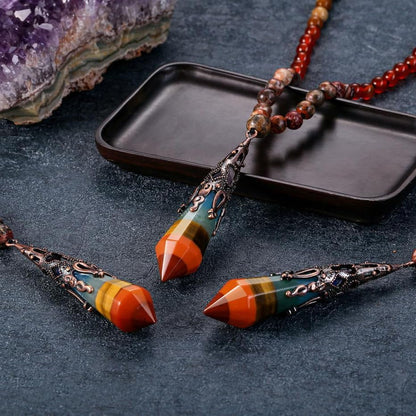 Natural 7 Chakra 108 Mala Prayer Beads Necklace with Reiki Healing Crystal Pointed Pendant 6mm Gemstones Beads Necklace Mens Womens Jewelry for Meditation, Protection