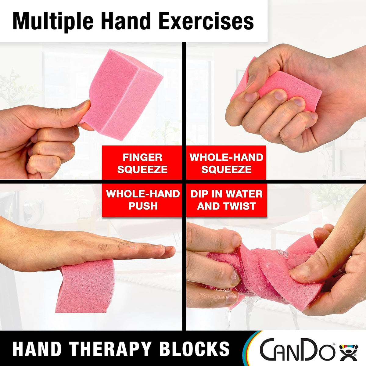 Hand Therapy Blocks - Extra-Soft Through Firm), Pack of 12 - Grip Strengthening Foam Hand Exercise Tools for Physical Therapy, Arthritis, Carpal Tunnel, Stress Relief, Anxiety