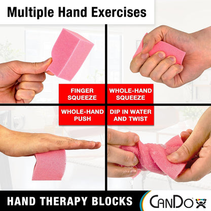 Hand Therapy Blocks - Extra-Soft Through Firm), Pack of 12 - Grip Strengthening Foam Hand Exercise Tools for Physical Therapy, Arthritis, Carpal Tunnel, Stress Relief, Anxiety