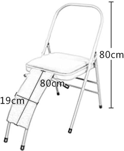 Black Yoga Auxiliary Chair,Backless Yoga Chair,Portable Folding Yoga Chair with Non-Slip Feet Covers,PU Leather,Double Beam Design,Iyengar Yoga Chair，Lumbar Support Optional