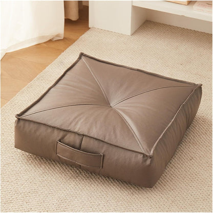 Premium Extra Thick Floor Cushion Luxe Faux Leather Support for Meditation, Yoga Lounging in Living Room, Bedroom(Green,40 * 40 * 15)