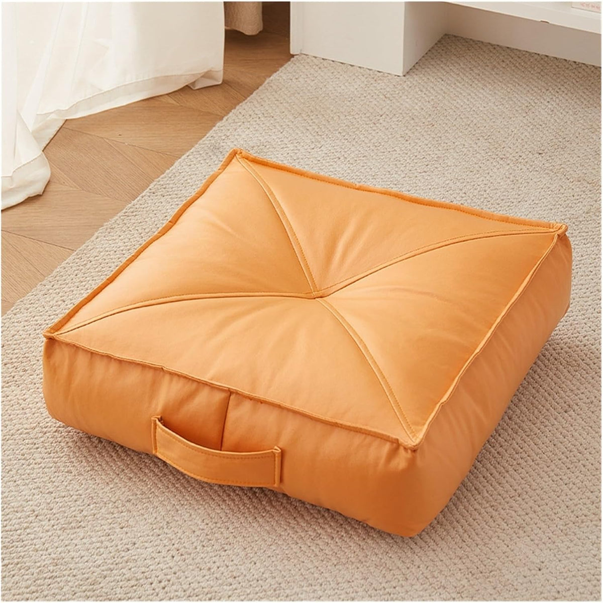 Premium Extra Thick Floor Cushion Luxe Faux Leather Support for Meditation, Yoga Lounging in Living Room, Bedroom(Green,40 * 40 * 15)