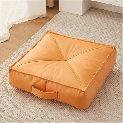Premium Extra Thick Floor Cushion Luxe Faux Leather Support for Meditation, Yoga Lounging in Living Room, Bedroom(Green,40 * 40 * 15)