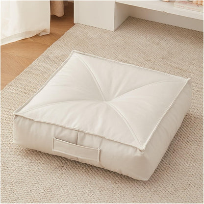 Premium Extra Thick Floor Cushion Luxe Faux Leather Support for Meditation, Yoga Lounging in Living Room, Bedroom(Green,40 * 40 * 15)