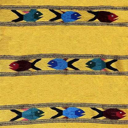 Open Road Goods Thick Mexican Yoga Blanket - Serape Fish Design - Handmade (Mint)