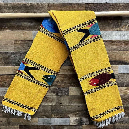 Open Road Goods Thick Mexican Yoga Blanket - Serape Fish Design - Handmade (Mint)