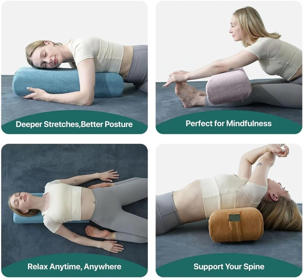 1PC Yoga Bolster Pillow,Rectangular Meditation Cushion,Lightweight Yoga Prop,Restorative Yoga Pillow,Pilates Support Cushion(Purple)