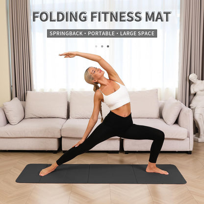 Foldable Yoga Mat - 10mm Extra Thick, 75"26" Non-Slip Exercise Fitness Mat | SGS Eco-Certified, Portable for Yoga/Pilates/Studio/Home Workout (Black)