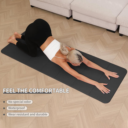 Foldable Yoga Mat - 10mm Extra Thick, 75"26" Non-Slip Exercise Fitness Mat | SGS Eco-Certified, Portable for Yoga/Pilates/Studio/Home Workout (Black)