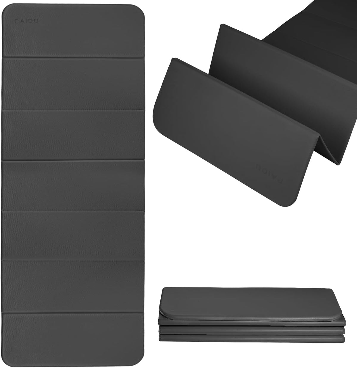Foldable Yoga Mat - 10mm Extra Thick, 75"26" Non-Slip Exercise Fitness Mat | SGS Eco-Certified, Portable for Yoga/Pilates/Studio/Home Workout (Black)