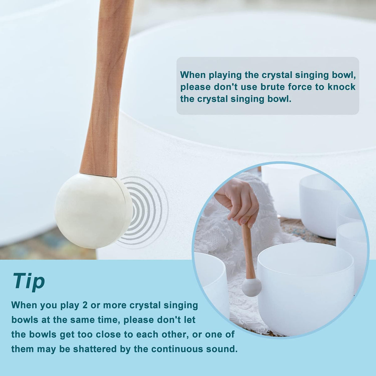 440HZ 8 Inch F Note Frosted Quartz Crystal Singing Bowl
