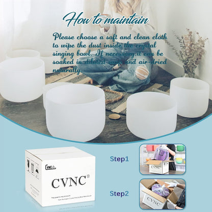 440HZ 8 Inch F Note Frosted Quartz Crystal Singing Bowl