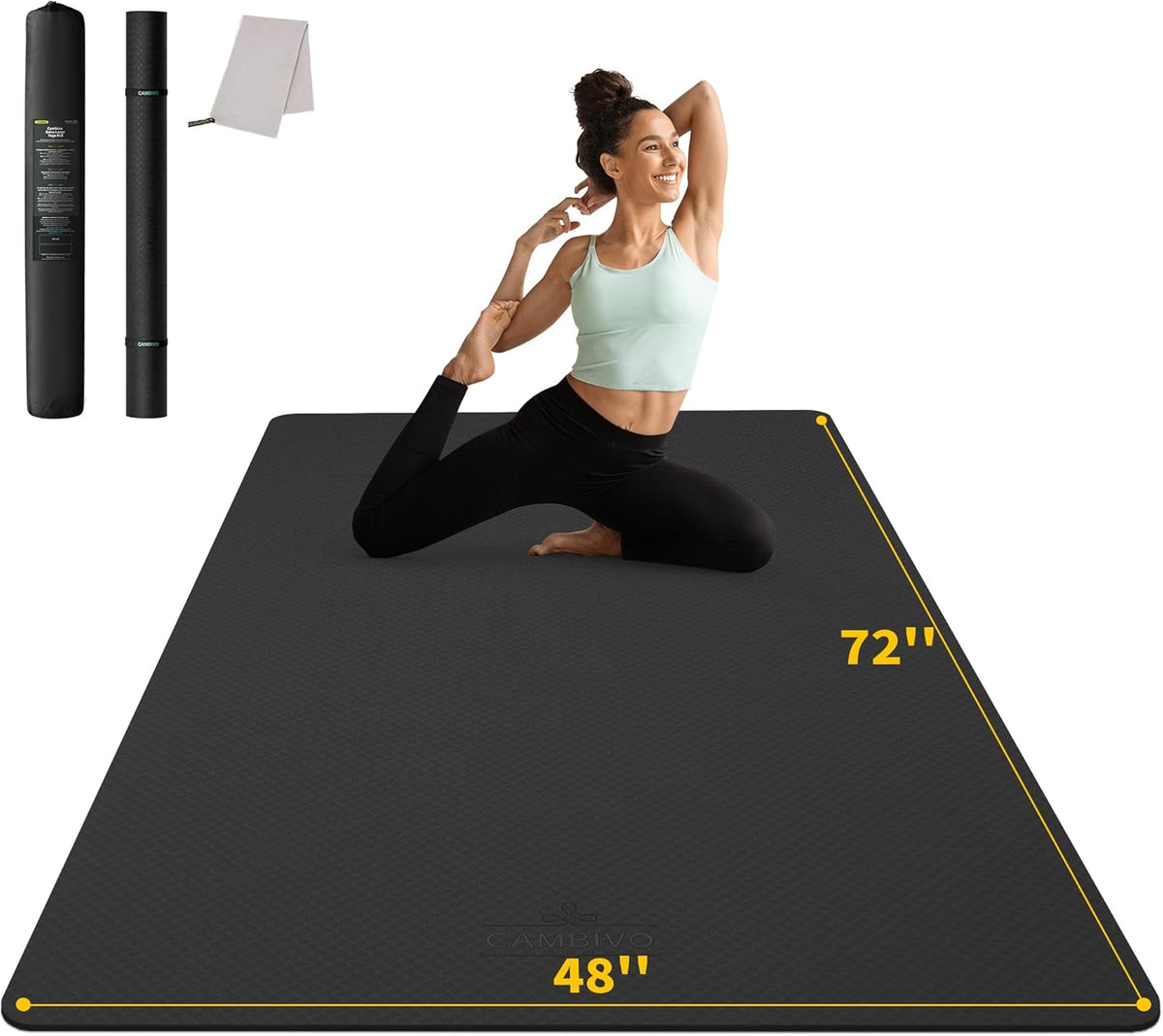72''x48'' Large Yoga Mat, Extra Thick TPE Workout Mat