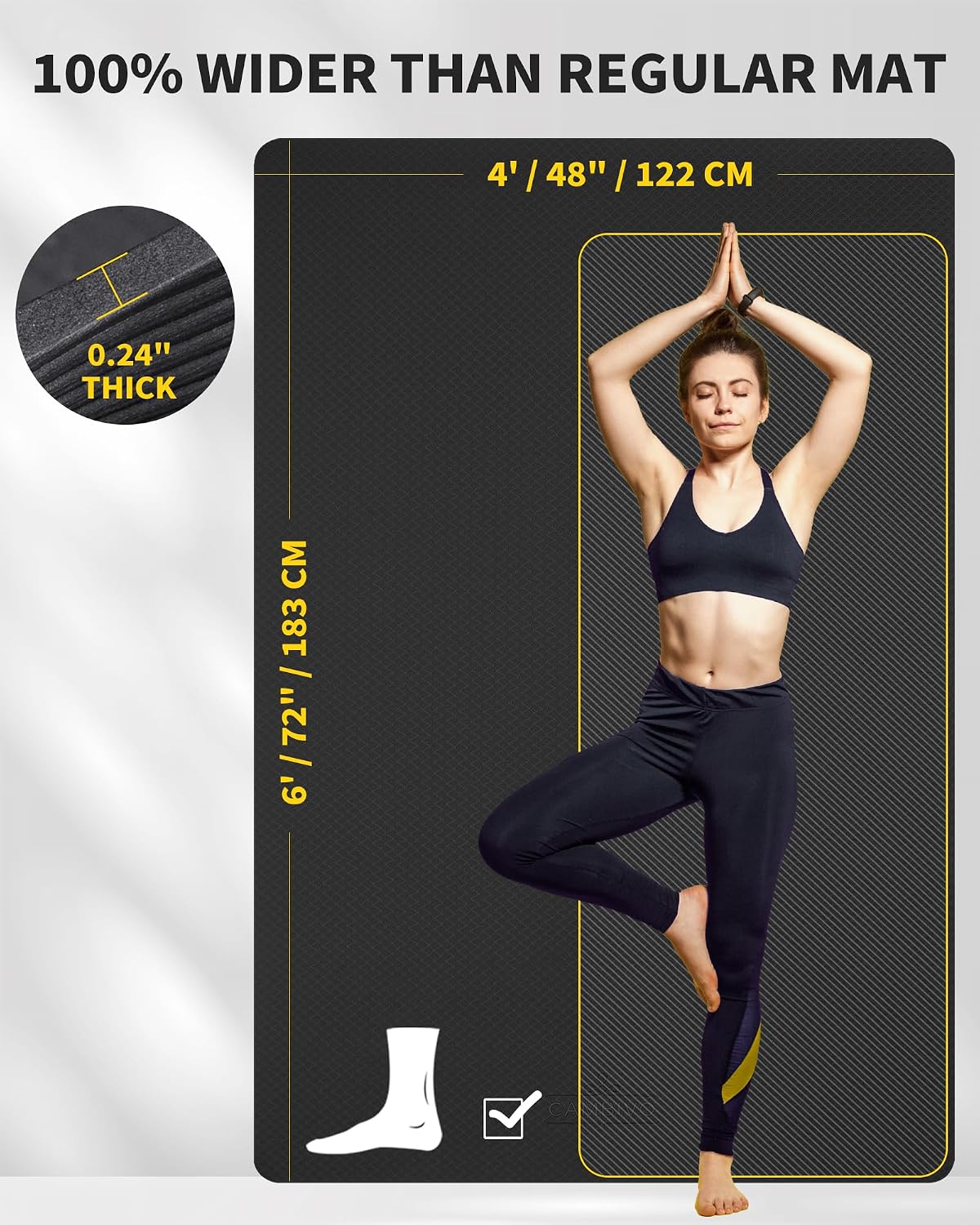 72''x48'' Large Yoga Mat, Extra Thick TPE Workout Mat