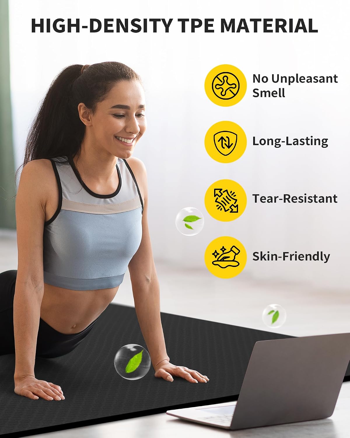72''x48'' Large Yoga Mat, Extra Thick TPE Workout Mat