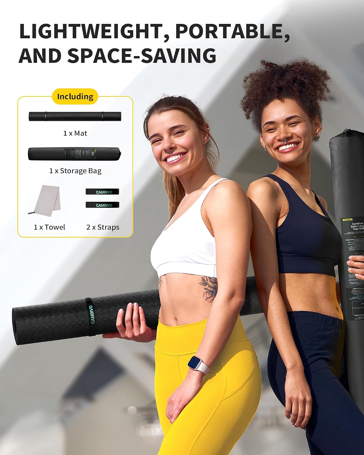 72''x48'' Large Yoga Mat, Extra Thick TPE Workout Mat
