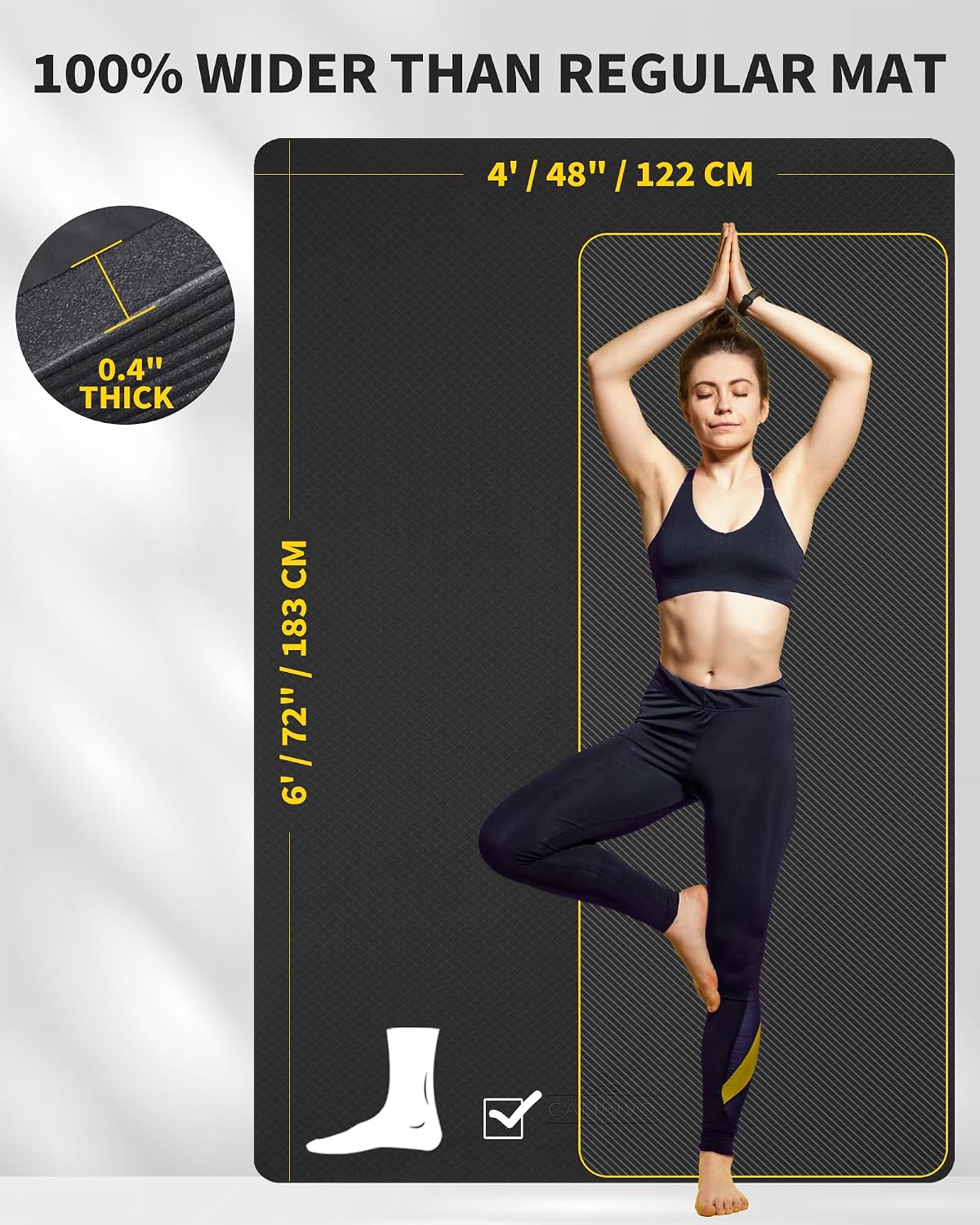 72''x48'' Large Yoga Mat, Extra Thick TPE Workout Mat