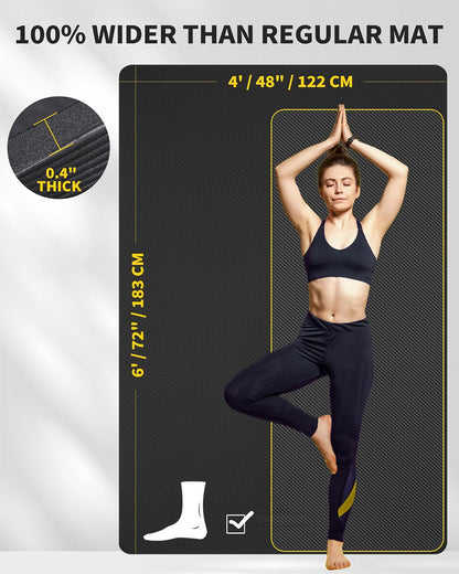 72''x48'' Large Yoga Mat, Extra Thick TPE Workout Mat