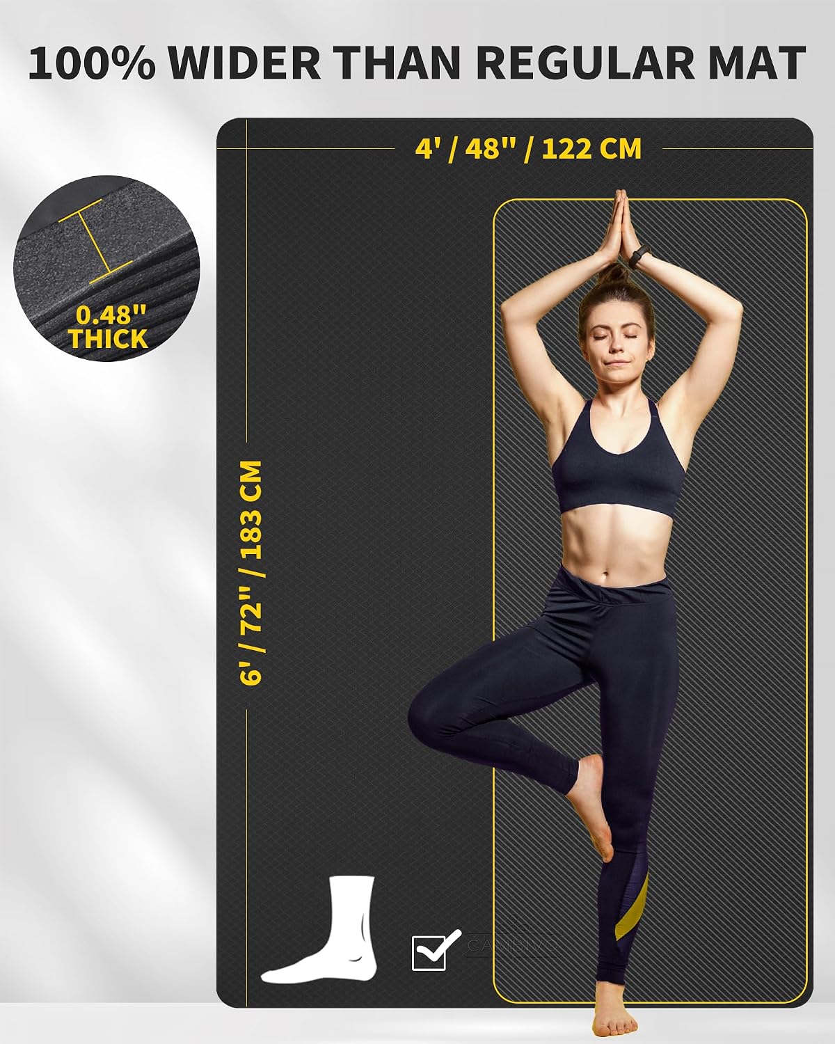 72''x48'' Large Yoga Mat, Extra Thick TPE Workout Mat