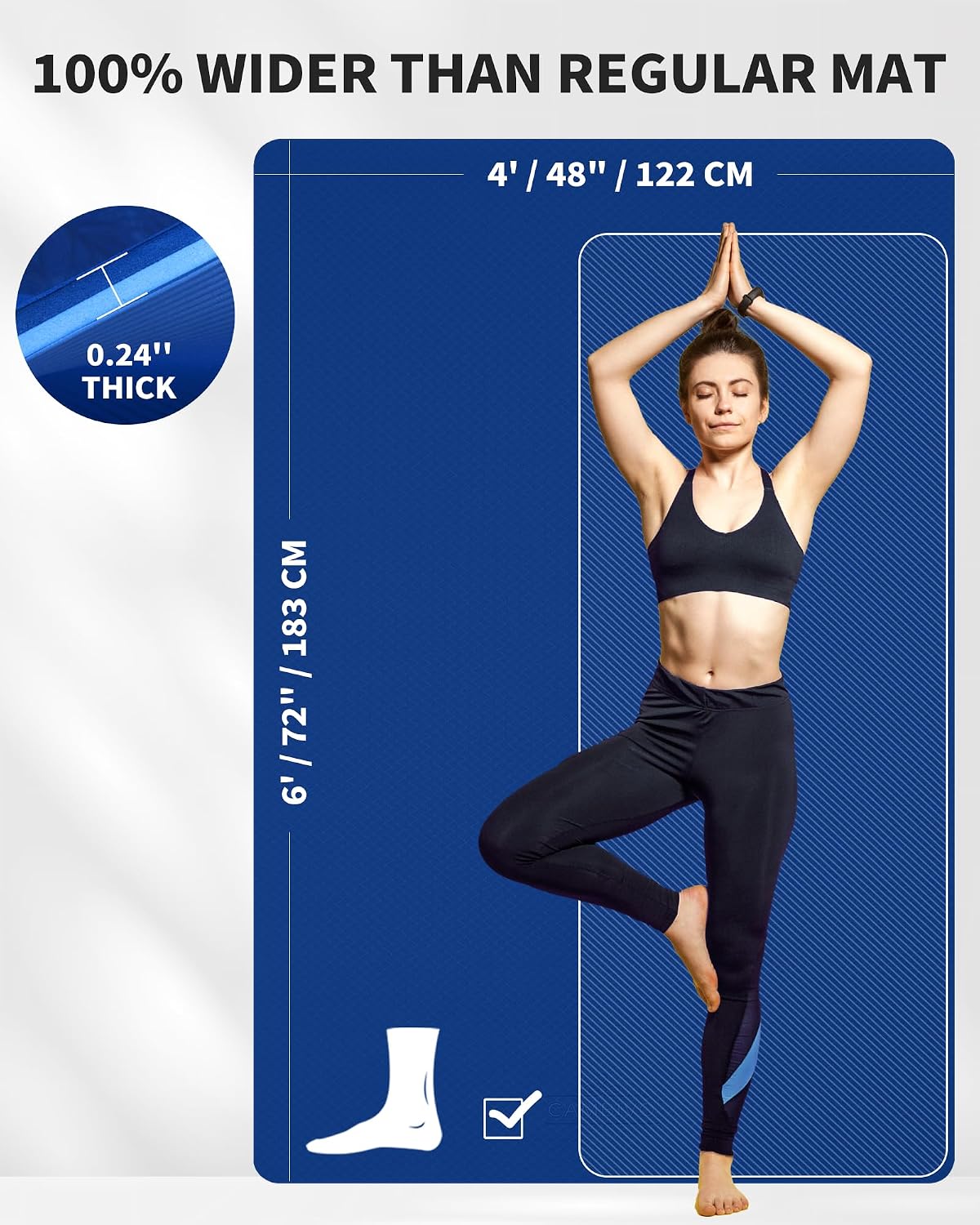 72''x48'' Large Yoga Mat, Extra Thick TPE Workout Mat