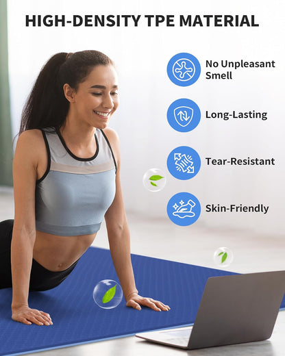 72''x48'' Large Yoga Mat, Extra Thick TPE Workout Mat