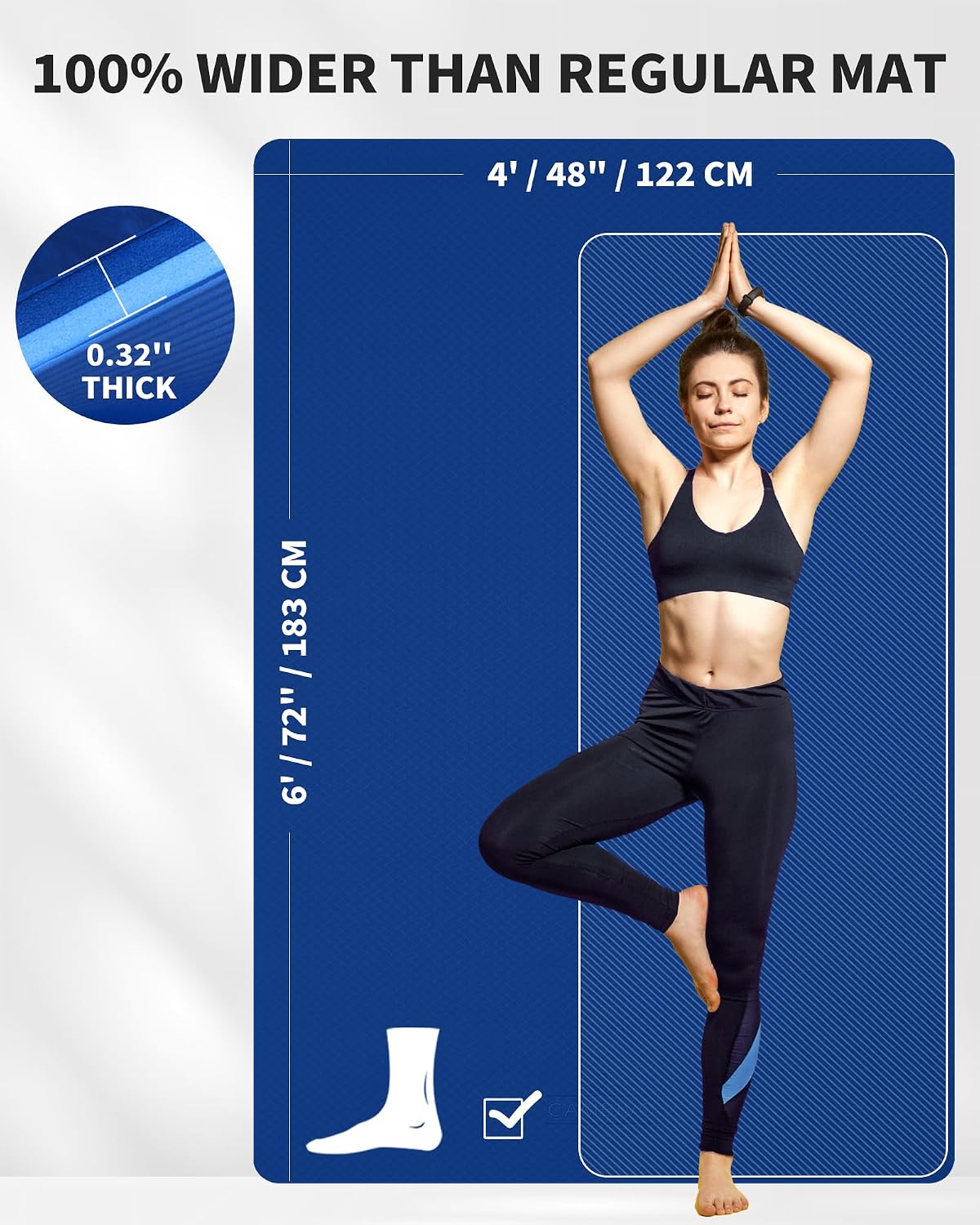 72''x48'' Large Yoga Mat, Extra Thick TPE Workout Mat