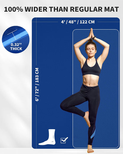 72''x48'' Large Yoga Mat, Extra Thick TPE Workout Mat