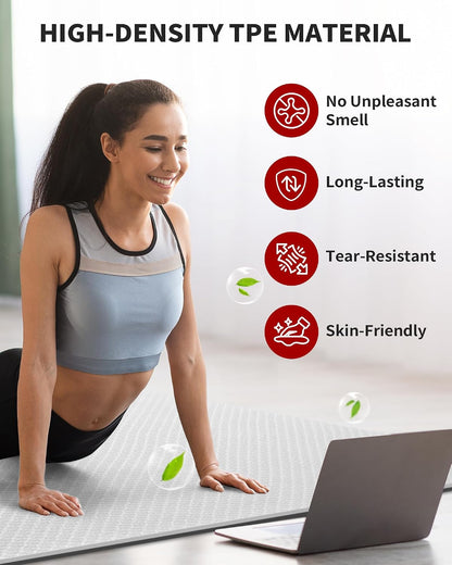 72''x48'' Large Yoga Mat, Extra Thick TPE Workout Mat