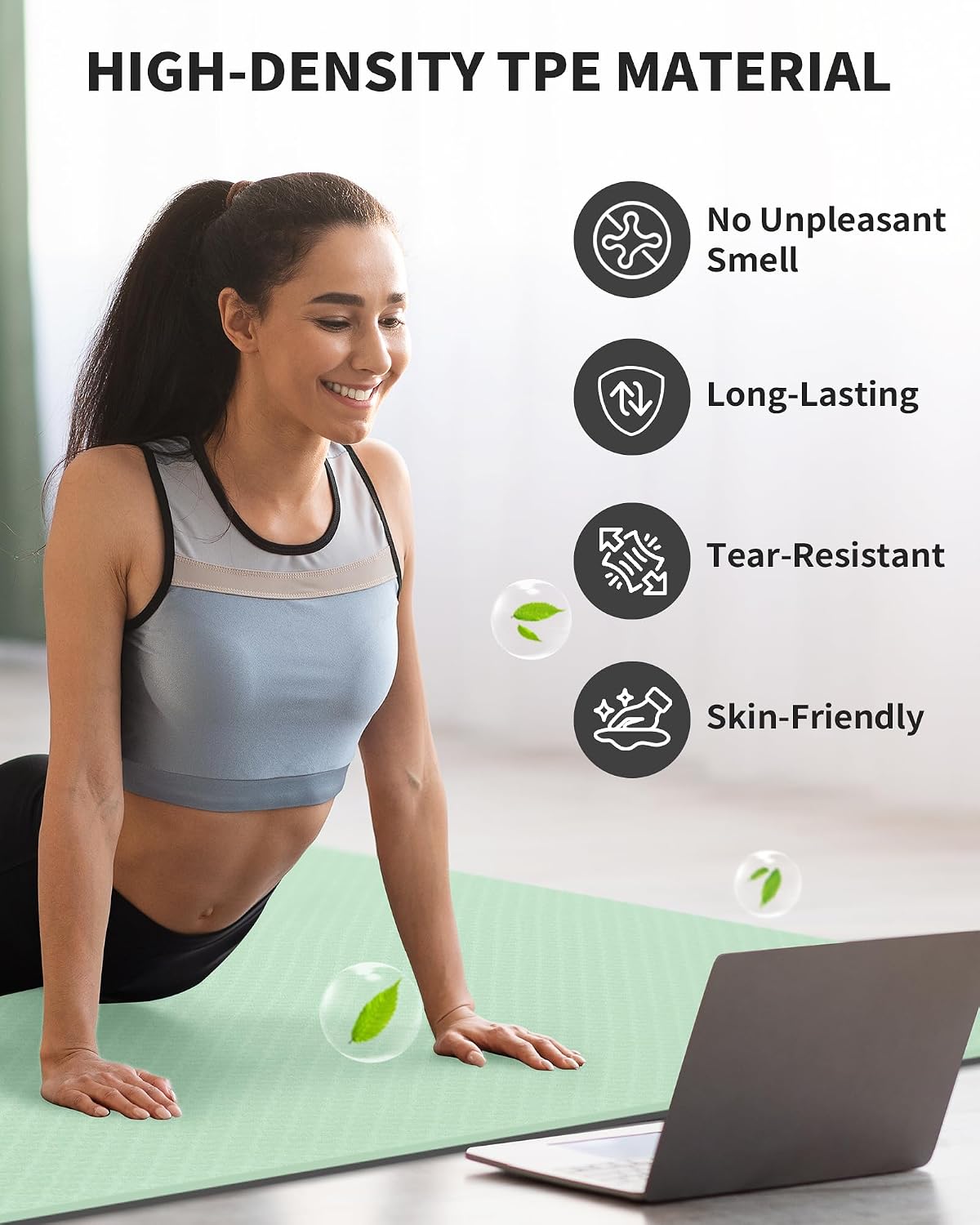 72''x48'' Large Yoga Mat, Extra Thick TPE Workout Mat