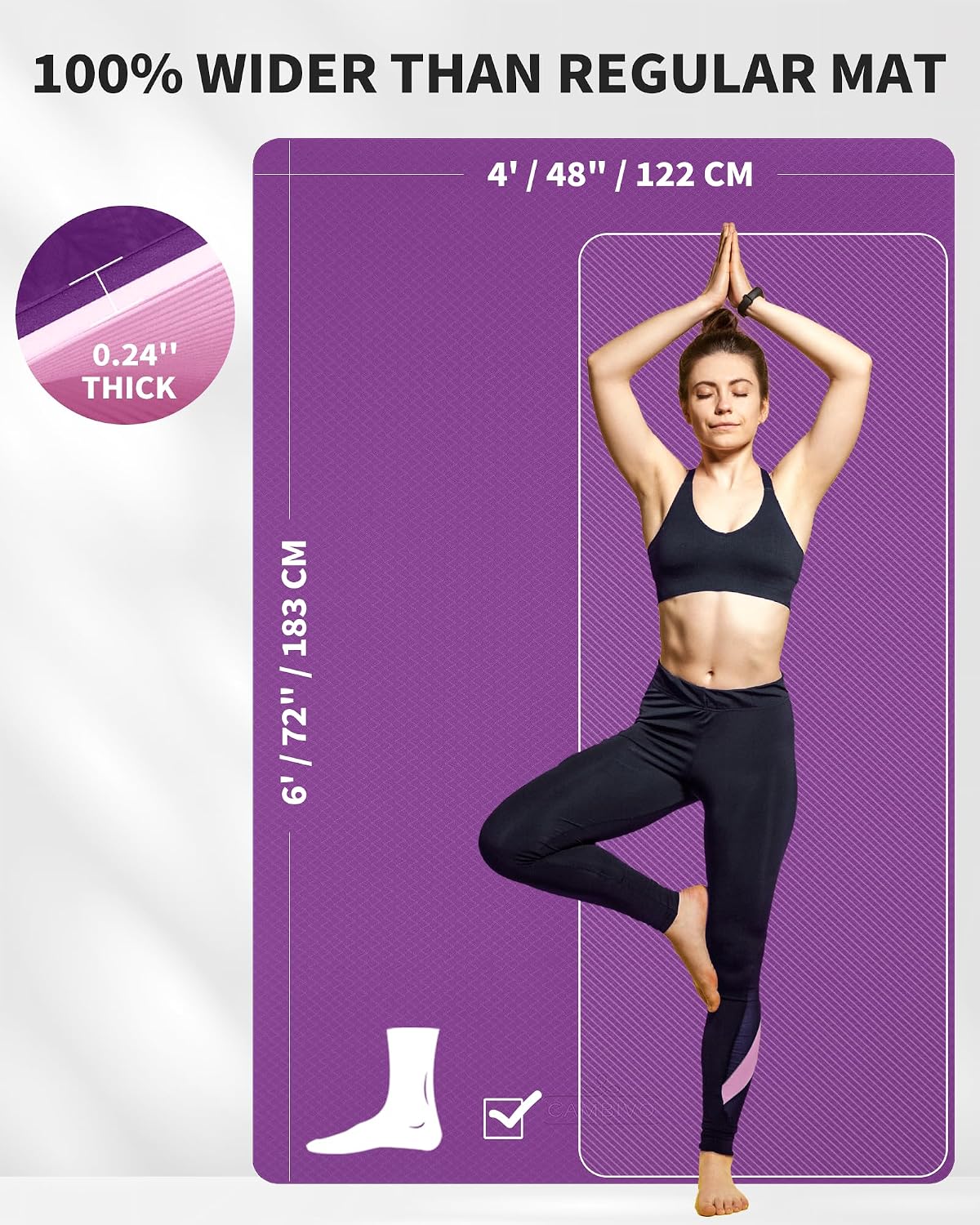 72''x48'' Large Yoga Mat, Extra Thick TPE Workout Mat