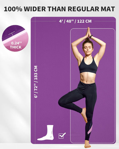 72''x48'' Large Yoga Mat, Extra Thick TPE Workout Mat