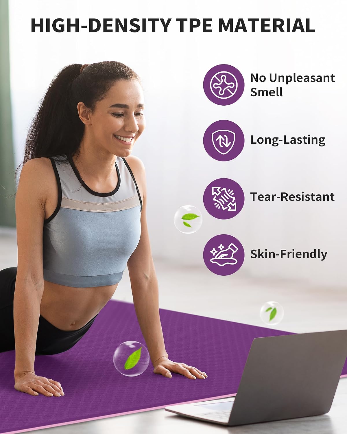 72''x48'' Large Yoga Mat, Extra Thick TPE Workout Mat