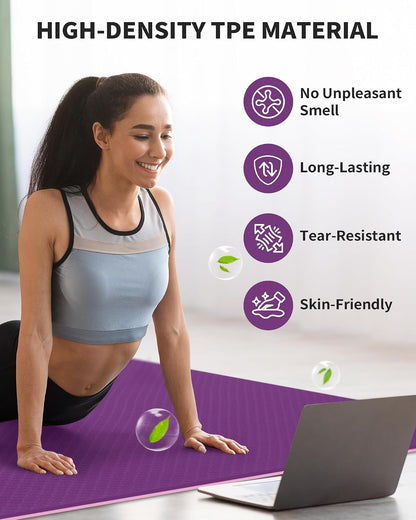 72''x48'' Large Yoga Mat, Extra Thick TPE Workout Mat