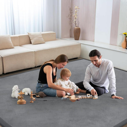 Baby Play Mat for Floor Nursery Rug Muscle Mat Area Rug Playroom Rug 50"x50" Playpen Mat Elastic Foam 1.3" Thick Crawling Mat for Babies,Toddlers, Infants, Kids,Grey