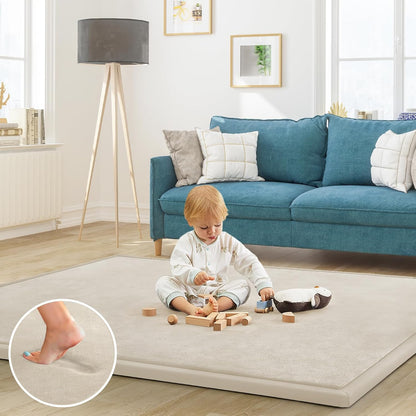 Baby Play Mat for Floor Nursery Rug Muscle Mat Area Rug Playroom Rug 50"x50" Playpen Mat Elastic Foam 1.3" Thick Crawling Mat for Babies,Toddlers, Infants, Kids,Grey