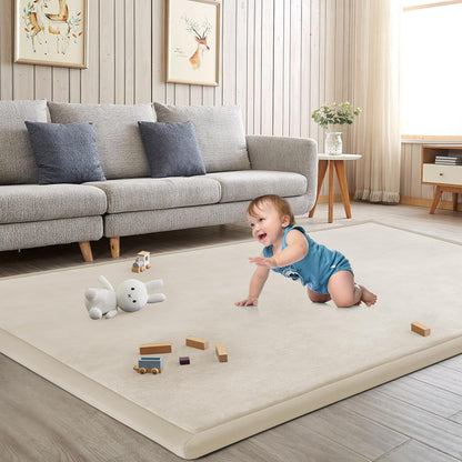Baby Play Mat for Floor Nursery Rug Muscle Mat Area Rug Playroom Rug 50"x50" Playpen Mat Elastic Foam 1.3" Thick Crawling Mat for Babies,Toddlers, Infants, Kids,Grey