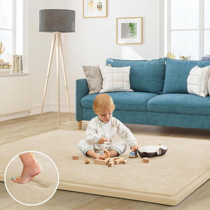 Baby Play Mat for Floor Nursery Rug Muscle Mat Area Rug Playroom Rug 50"x50" Playpen Mat Elastic Foam 1.3" Thick Crawling Mat for Babies,Toddlers, Infants, Kids,Grey