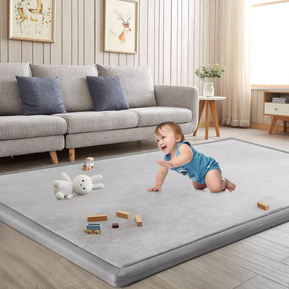 Baby Play Mat for Floor Nursery Rug Muscle Mat Area Rug Playroom Rug 50"x50" Playpen Mat Elastic Foam 1.3" Thick Crawling Mat for Babies,Toddlers, Infants, Kids,Grey