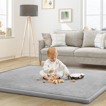 Baby Play Mat for Floor Nursery Rug Muscle Mat Area Rug Playroom Rug 50"x50" Playpen Mat Elastic Foam 1.3" Thick Crawling Mat for Babies,Toddlers, Infants, Kids,Grey