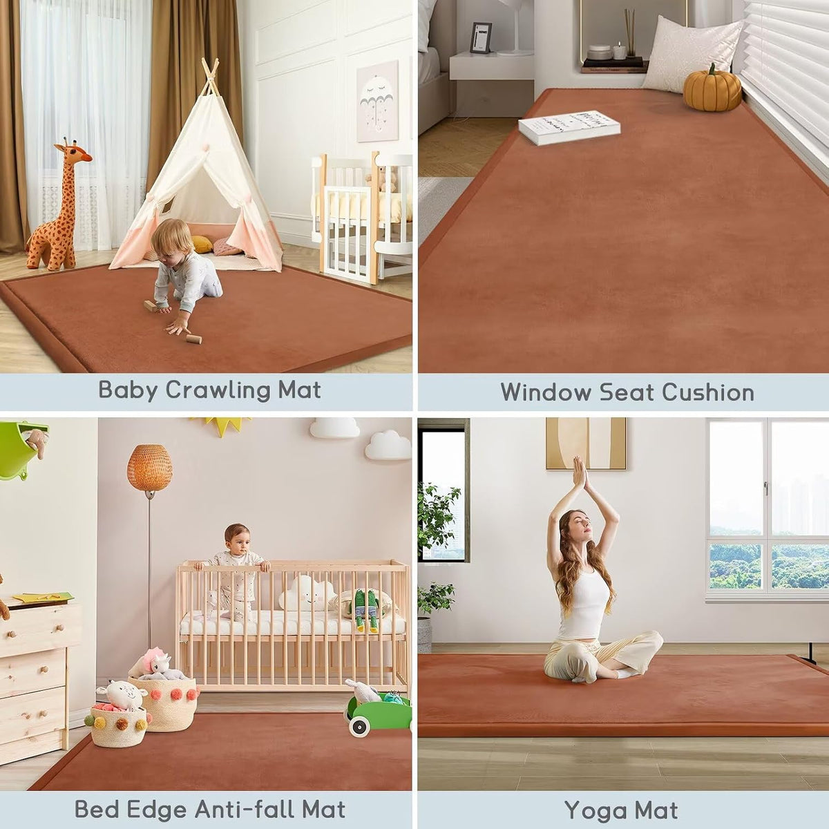 Baby Play Mat for Floor Nursery Rug Muscle Mat Area Rug Playroom Rug 50"x50" Playpen Mat Elastic Foam 1.3" Thick Crawling Mat for Babies,Toddlers, Infants, Kids,Grey